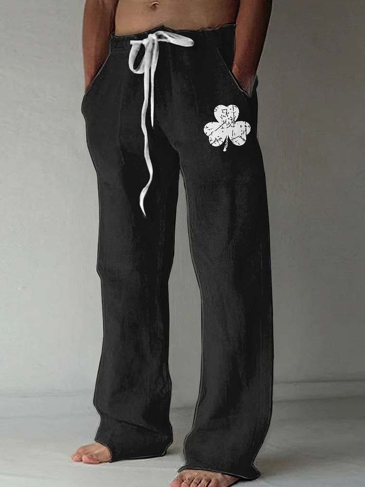 St. Patrick's Day Shamrock Art Printed Casual Trousers