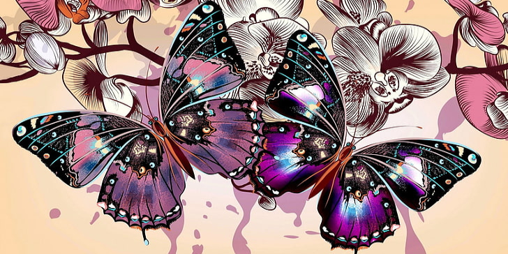 

Two Butterfly - Round Drill Diamond Painting - 80*40CM (Big Size), 501 Original