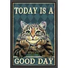 (Big Size)Vintage Poster Cat With Cheek In Hand - 11CT Stamped Cross Stitch - 40*60cm