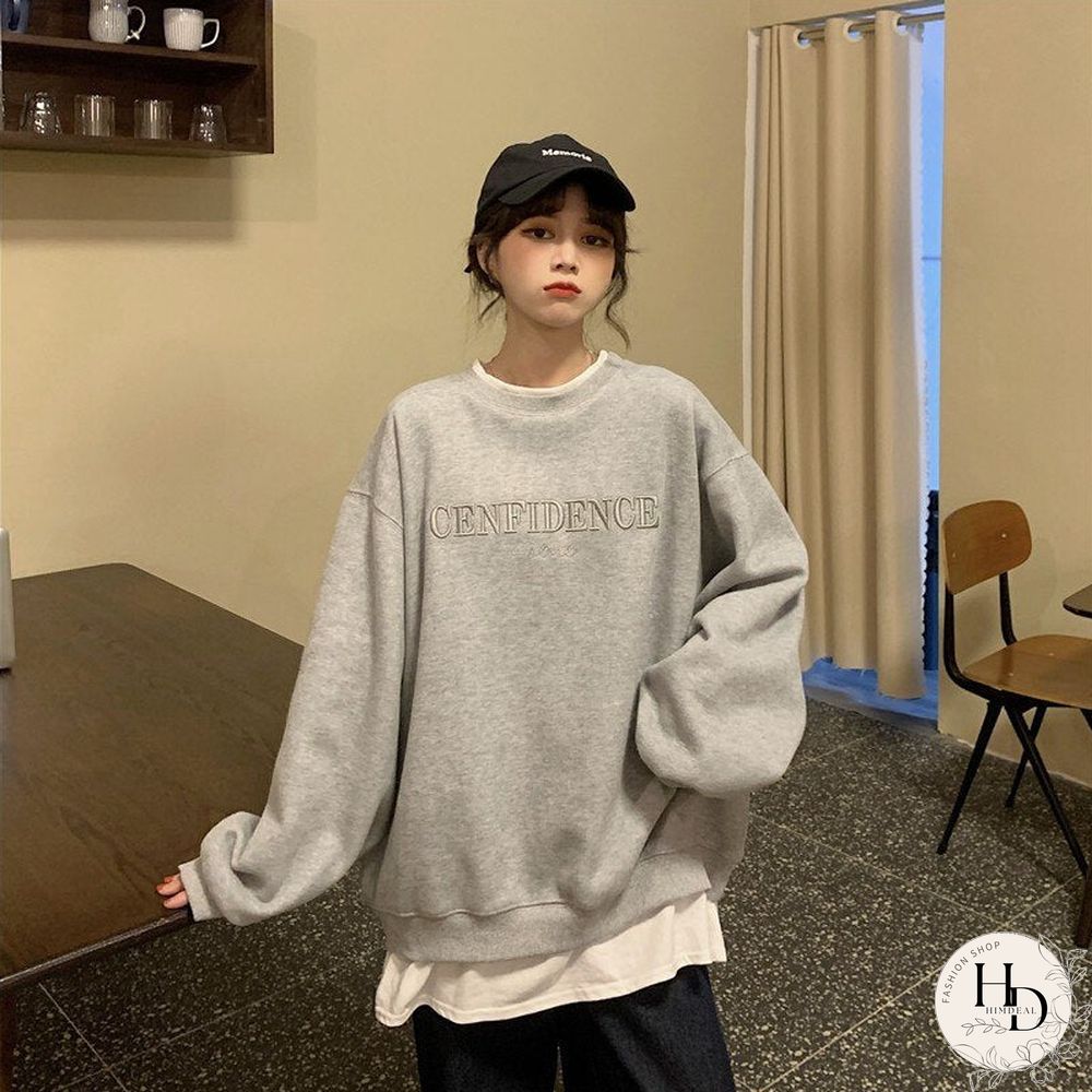 French Vintage Full Sleeve Sweatshirt Streetwear New Trendy Loose Fake Two Pullover 90S