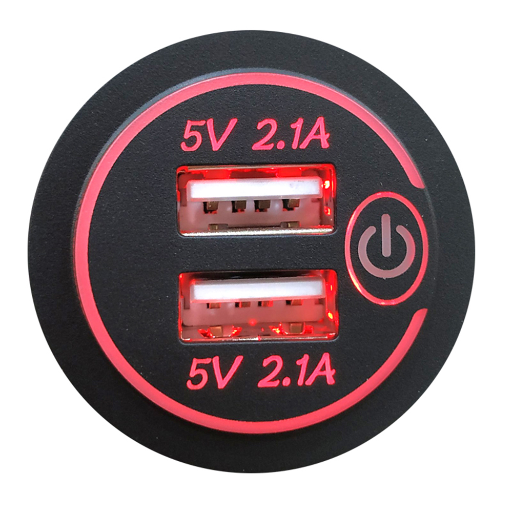 

P15-S 4.2A Dual USB Car Charger LED with Touch Switch + 2 Terminals, Red, 501 Original