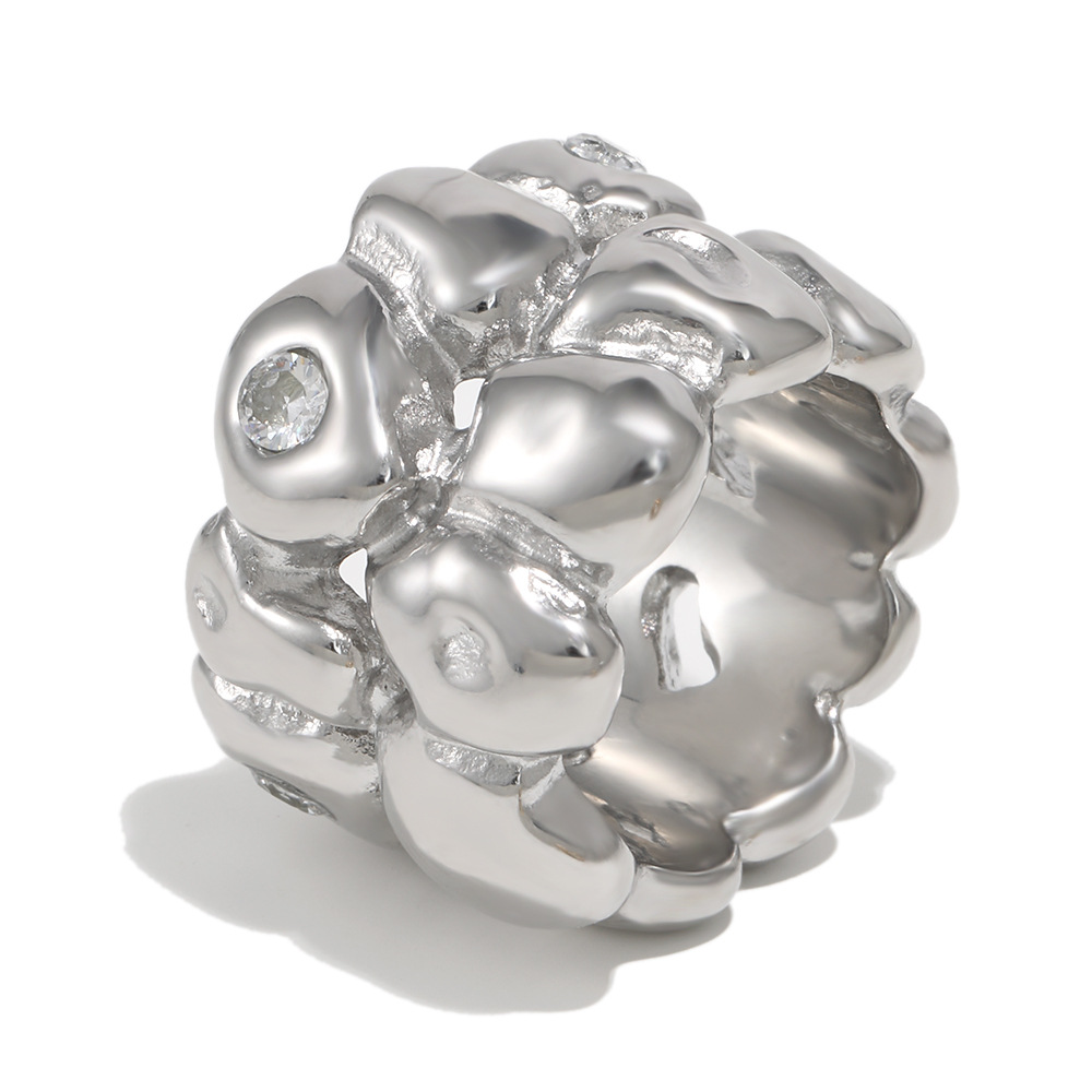 European and American minimalist and unique stainless steel double-layer chocolate ring for women