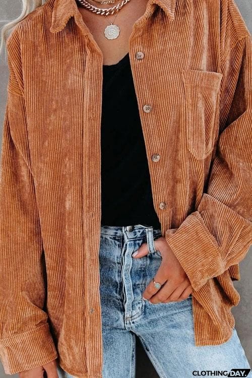 Cool Corduroy Casual Coat Top