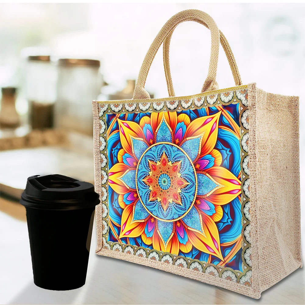[Upgrade - Waterproof Bag]DIY Mandala Diamond Painting Tote Bag Replaceable Canvas for Women Adults