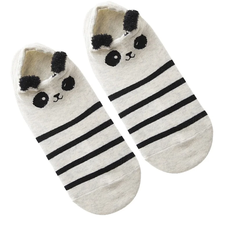 1 Pair Women Socks Cartoon Kawaii Cute Japanese Slippers Korean Style 3D Ear Boat Short Sock Cotton Cat Animal Female Sox
