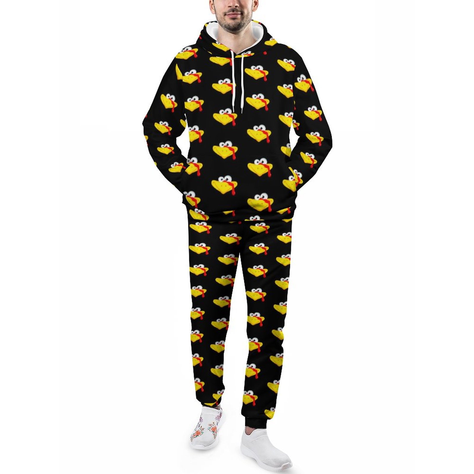 Turkey Face Funny Thanksgiving Day Men's Tracksuit 2 Piece Hoodie Sweatsuit Sets Guys Casual Jogging Athletic Suits