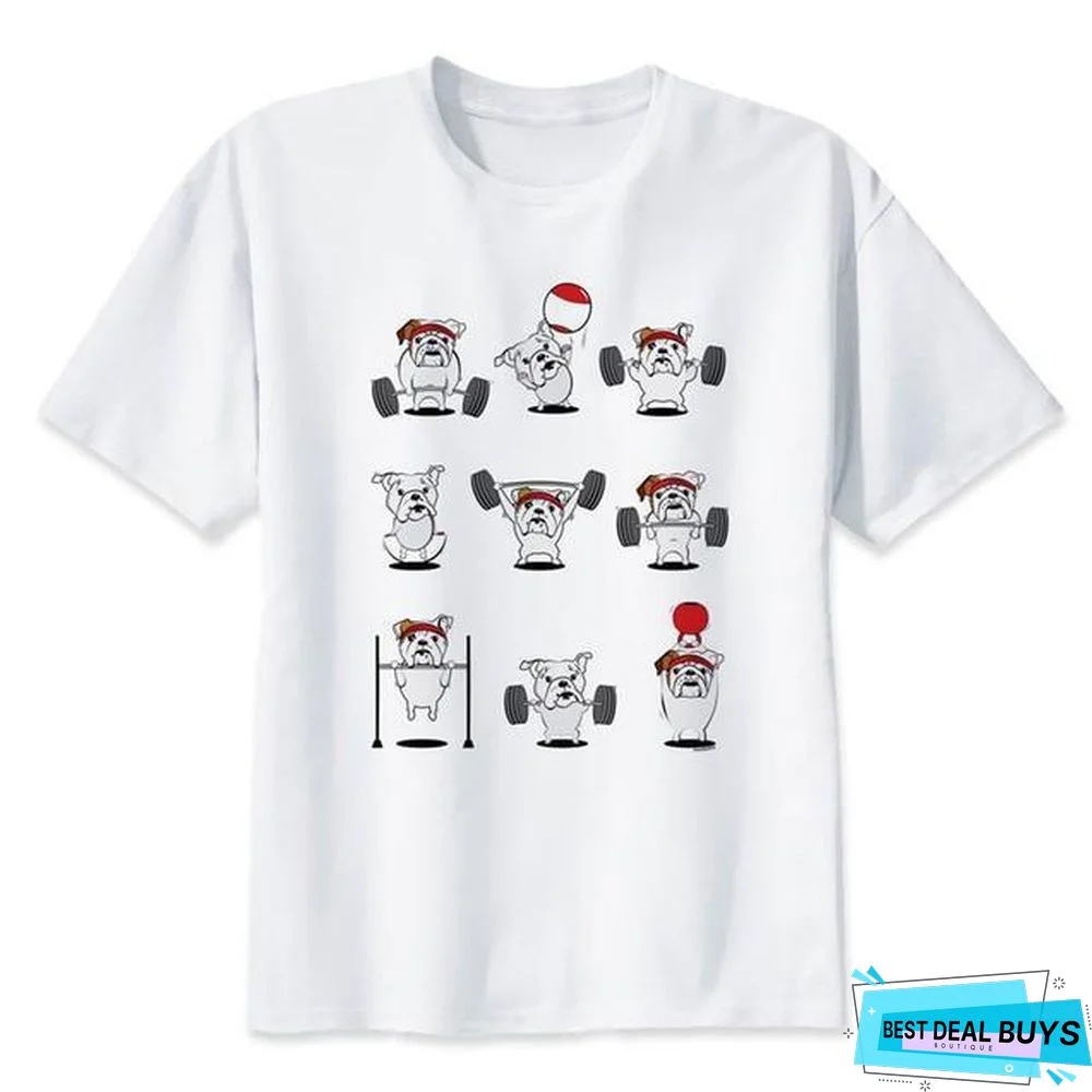 French Bulldog Casual White Printed Short Sleeve T-Shirt For Men/Women Tops Tees