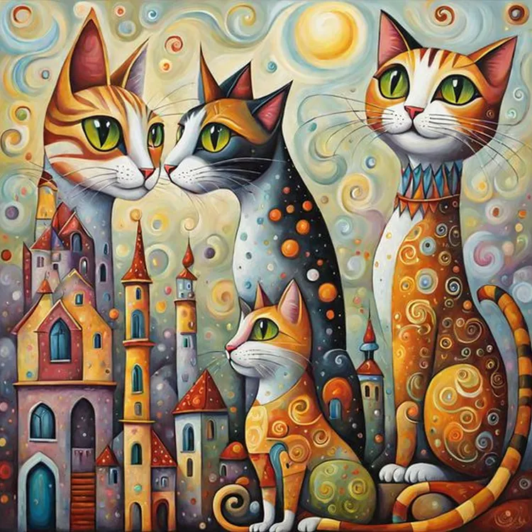 City Of Fantasy Abstract Cats 40*40CM (Canvas) Full Round Drill Diamond Painting gbfke