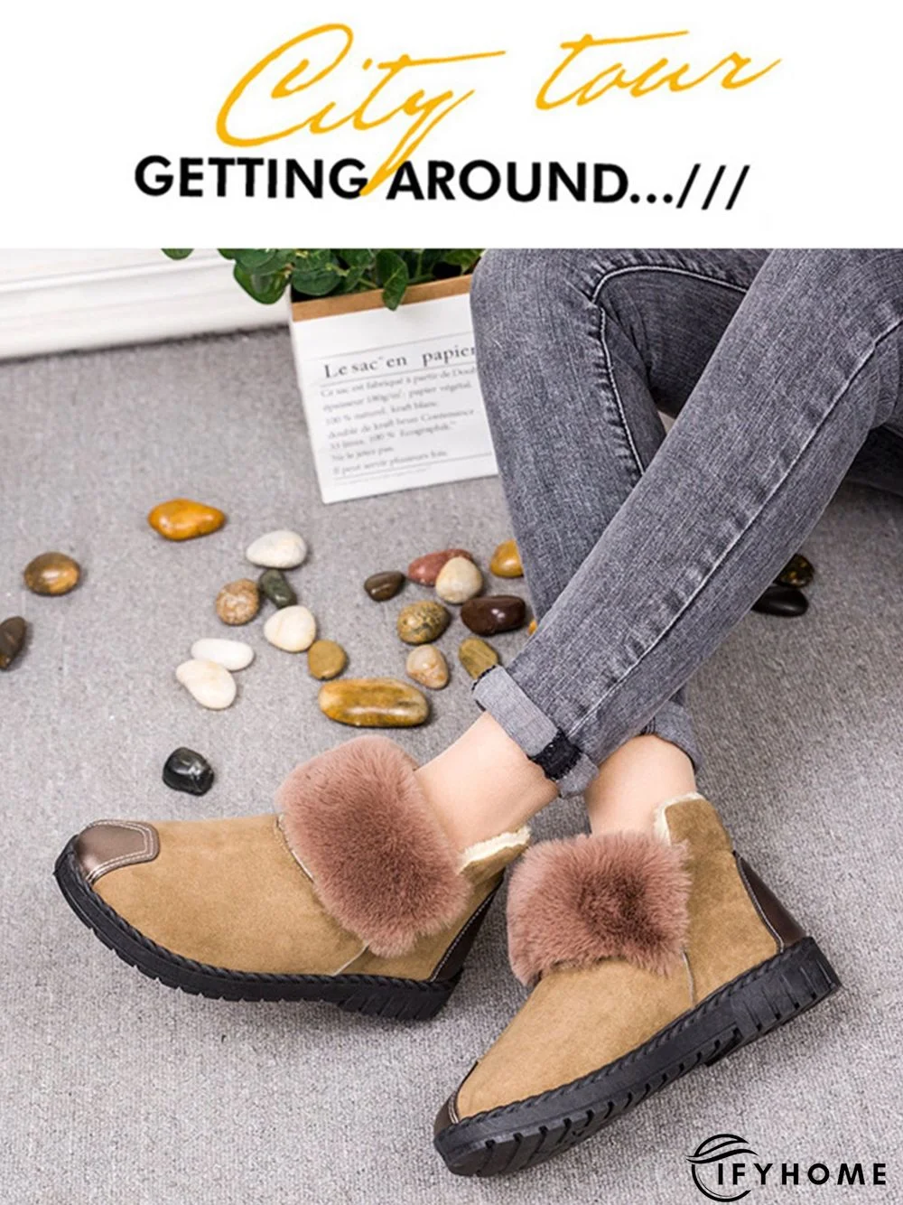 Casual Anti-collision Stitching Plush Warm Snow Boots | IFYHOME