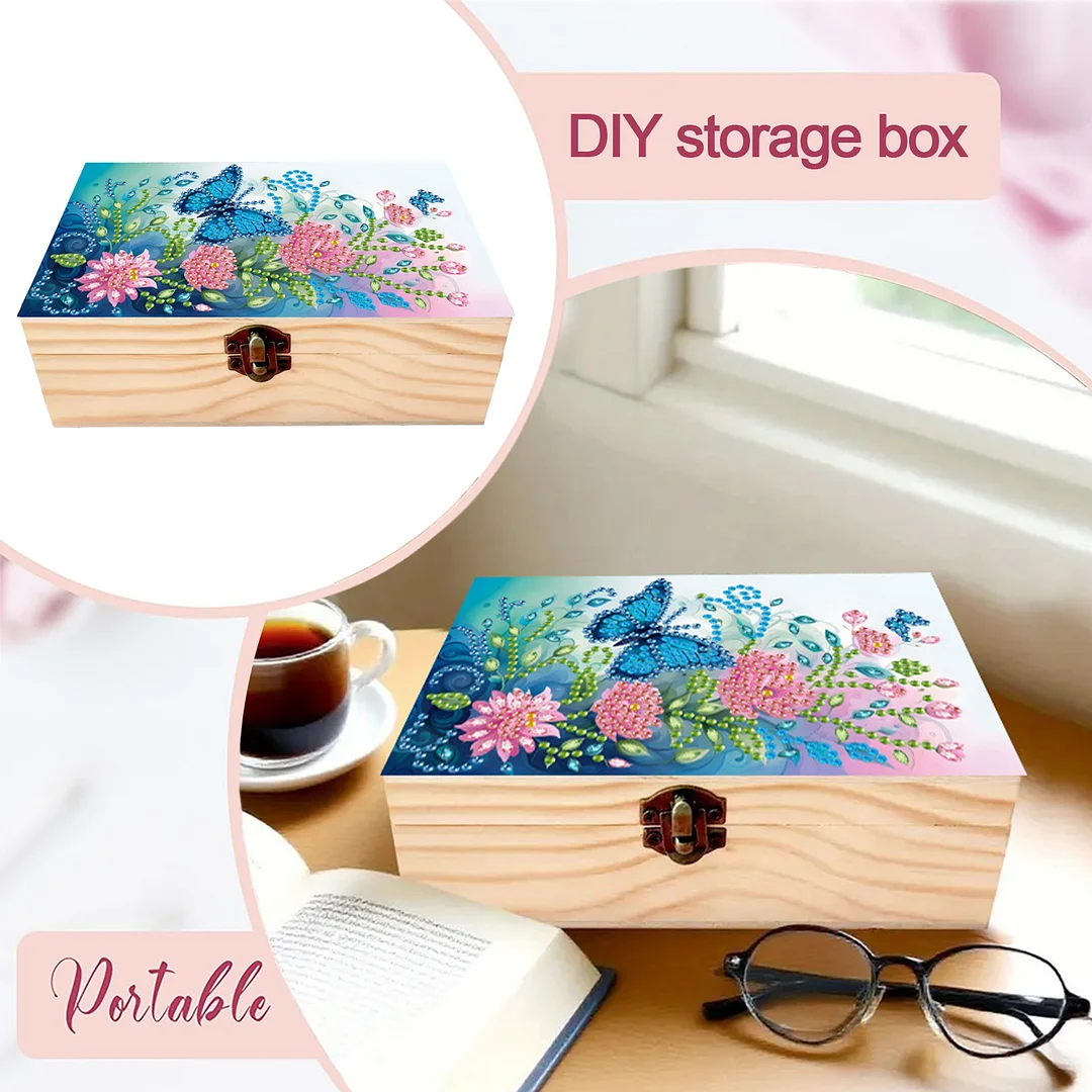 Daylight Butterflies and Flowers DIY Wooden 5D Diamond Art Diamond Art Storage