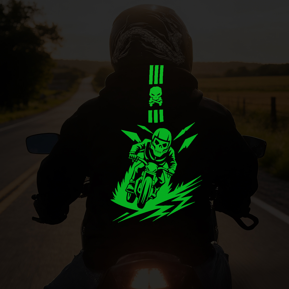 Luminous Skull Biker Motorcycle Hoodie