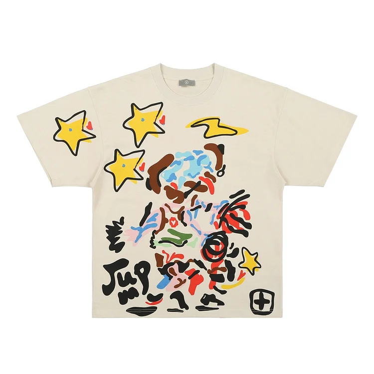 Star Graffiti Printed Hip Hop Streetwear Men's Summer Oversized T-shirts at Hiphopee