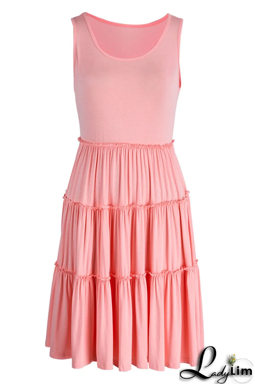 Yellow Casual Solid Patchwork Fold O Neck A Line Dresses