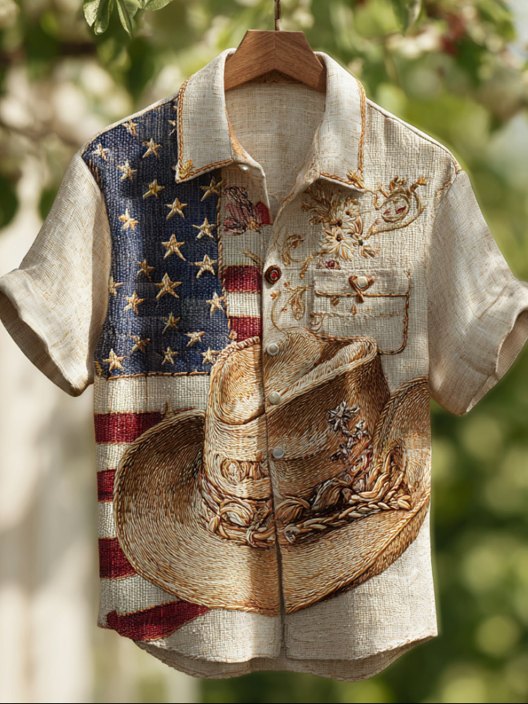 Comstylish Independence Day Vintage Short-sleeved Shirt