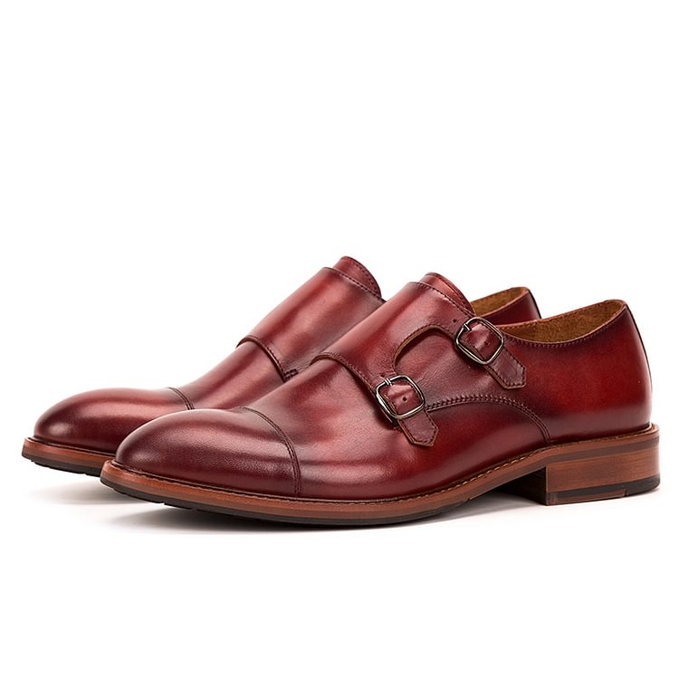 burgundy monk shoes