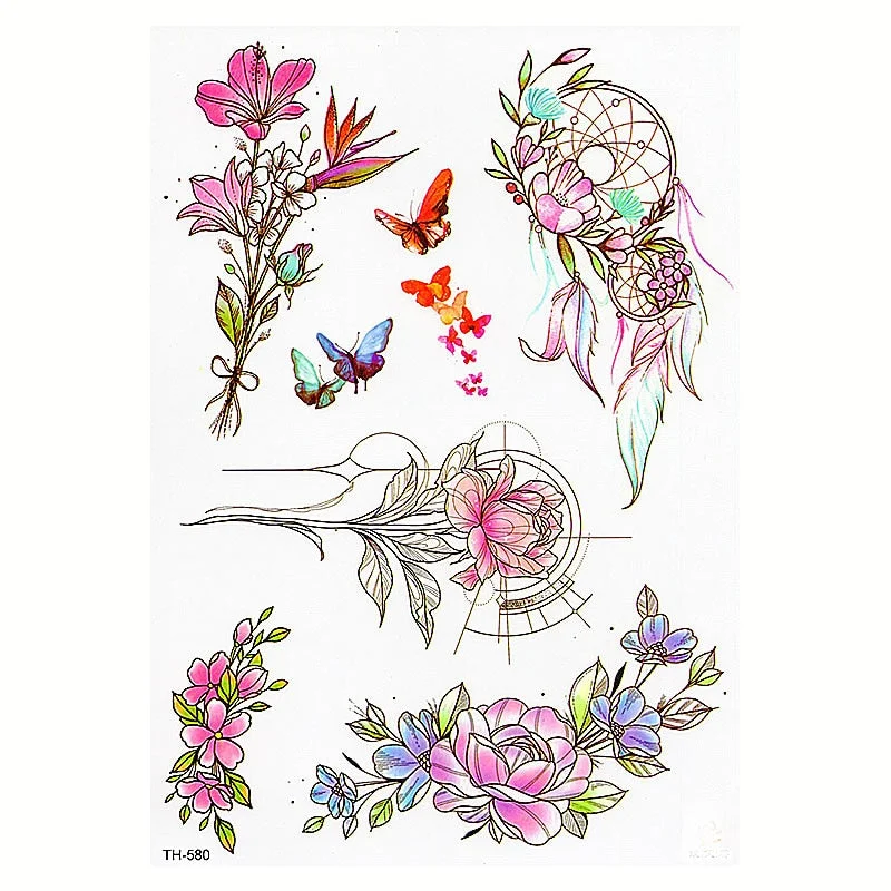 Waterproof Temporary Tattoo Sticker Butterfly Flower Wing Fake Tatto Flash Tatoo Tatouage Temporaire Back Chest For Women Girl