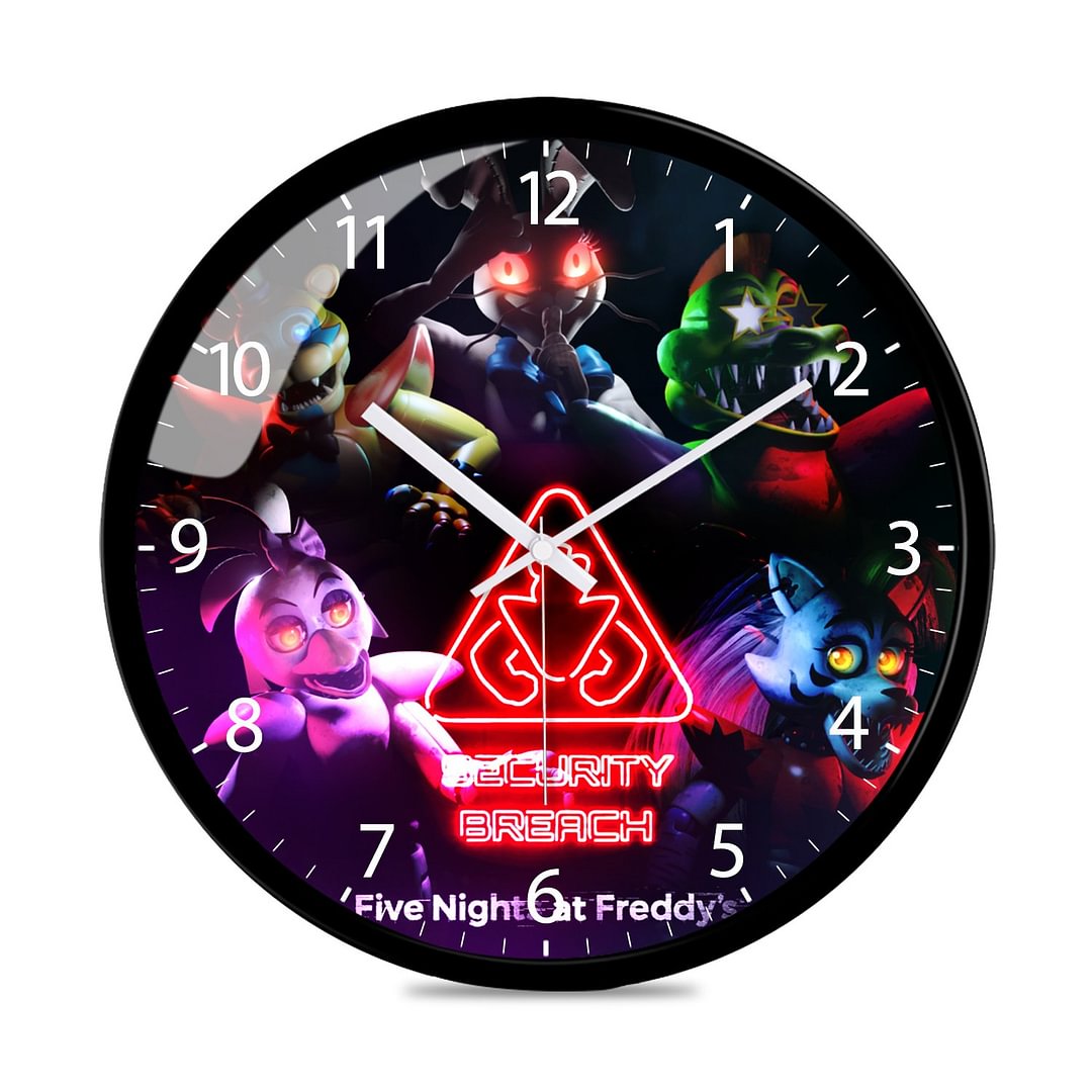 Five Nights at Freddy's Wall Clock Silent Metal Quartz  Round Clock Home Office Use