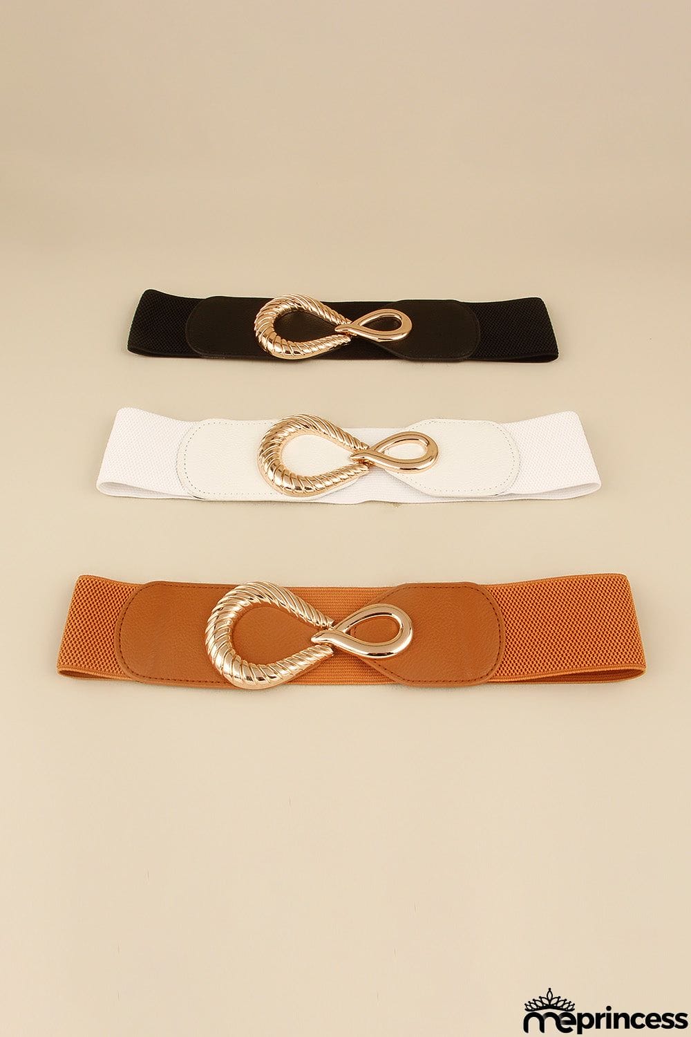 Ribbed Alloy Buckle Elastic Belt