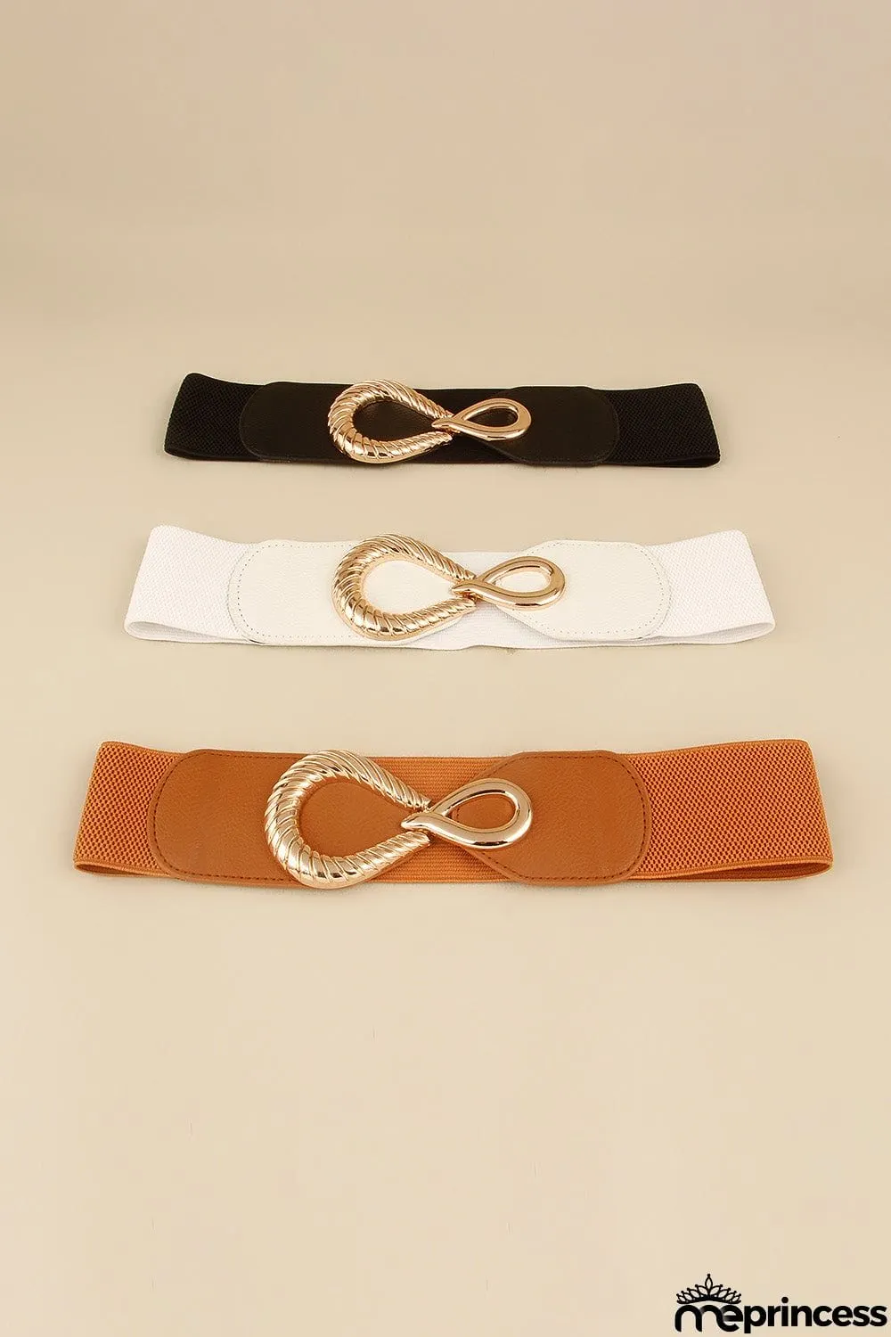 Ribbed Alloy Buckle Elastic Belt