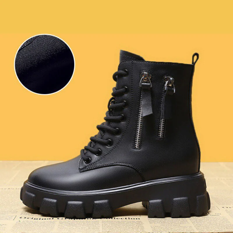 Christmas Gift  Black Boots Winter Shoes Women Ankel Boots Goth Shoes Platform Boots Snow Booties Woman Warm Botas Fall Flat Zapatos