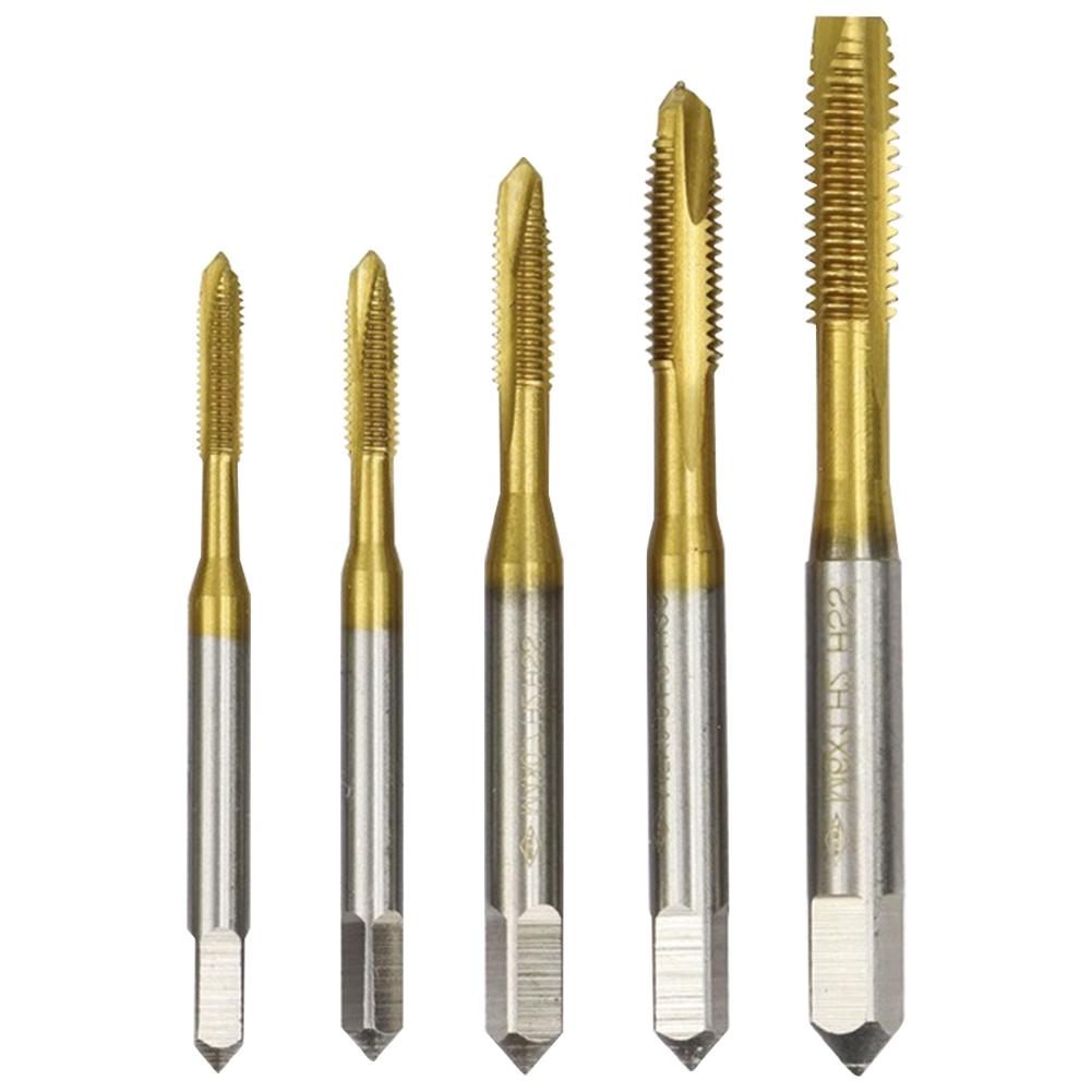 

5pcs M3-M8 Spiral Groove Taps Titanium Coating Hand Tap Drill Thread Plug, 501 Original