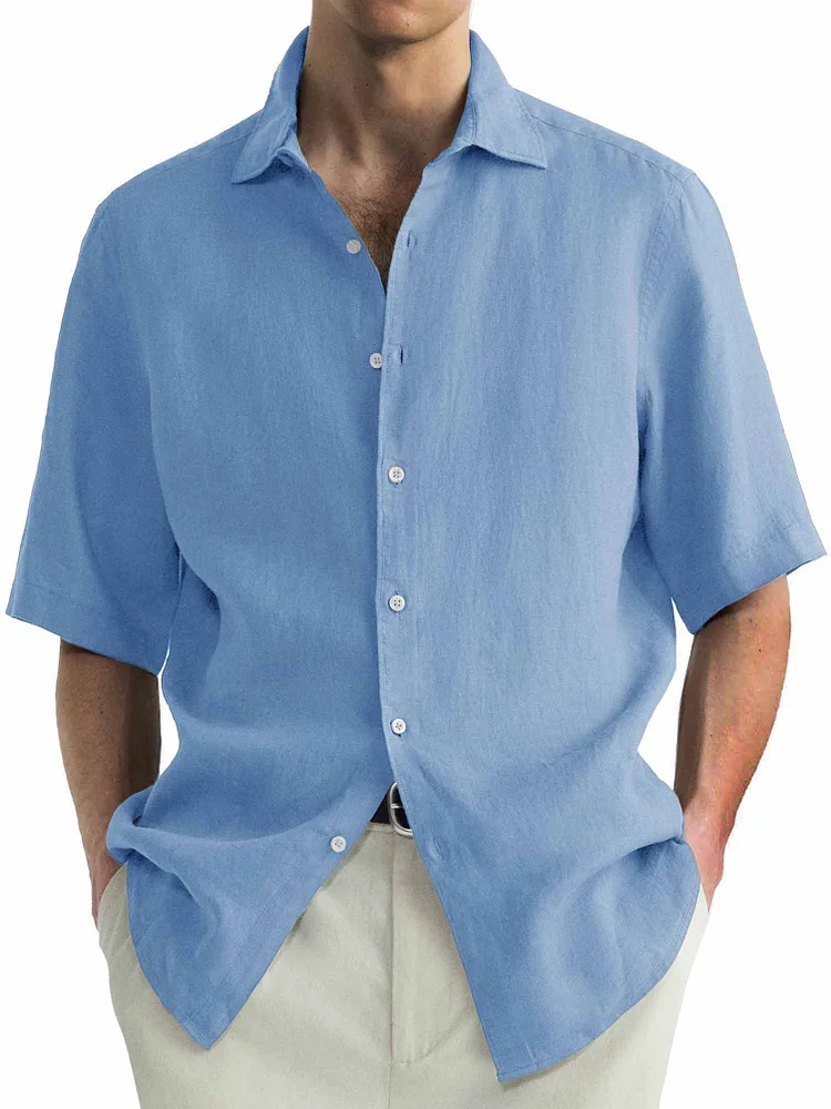 Men's 100% Cotton Hawaiian Casual Basic Short Sleeve Shirt