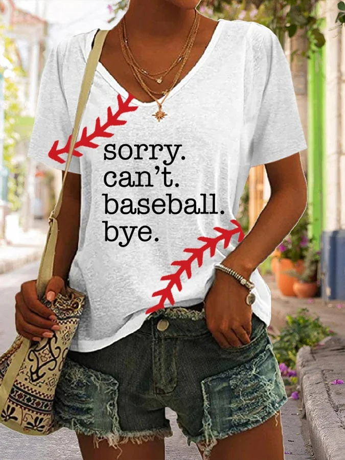 Women's Sorry Can't Baseball Bye Print Casual T-Shirt socialshop