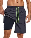 difficort Mens Swim Trunks Quick Dry Bathing Suit 9 inch Inseam Board Shorts with Compression Liner and Zipper Pocket