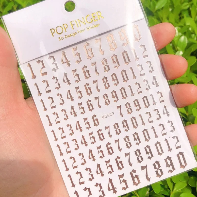 1PC 3D Nail Stickers Black Glitter Silver Star Self-Adhesive Slider Letters Nail Art Decorations Decals Manicure Accessories-Nail Inspo