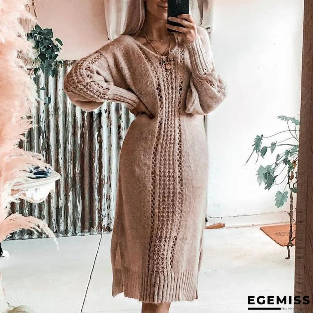 Sexy Cutout Solid Color Sweater Dress | EGEMISS