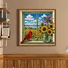 Sunflower Window Full 14CT 2 Strands DIY Printed Cross Stitch Kits 30x30cm