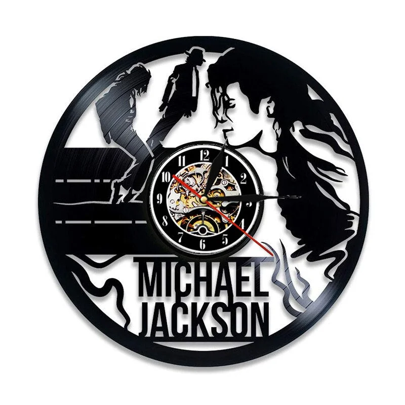 Vintage Vinyl Record Wall Clock Modern Design Music King Michael Jackson Vinyl Clocks Wall Watch Home Decor Gifts for Fan