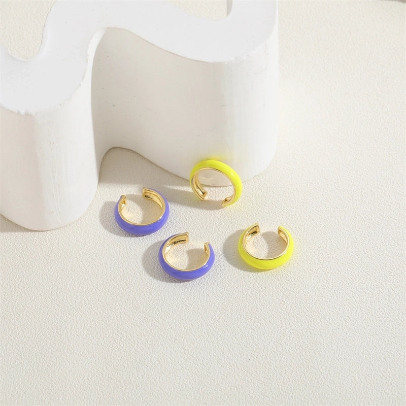 1 Pair Elegant Minimalist Solid Color Epoxy Plating Brass 14k Gold Plated Ear Cuffs