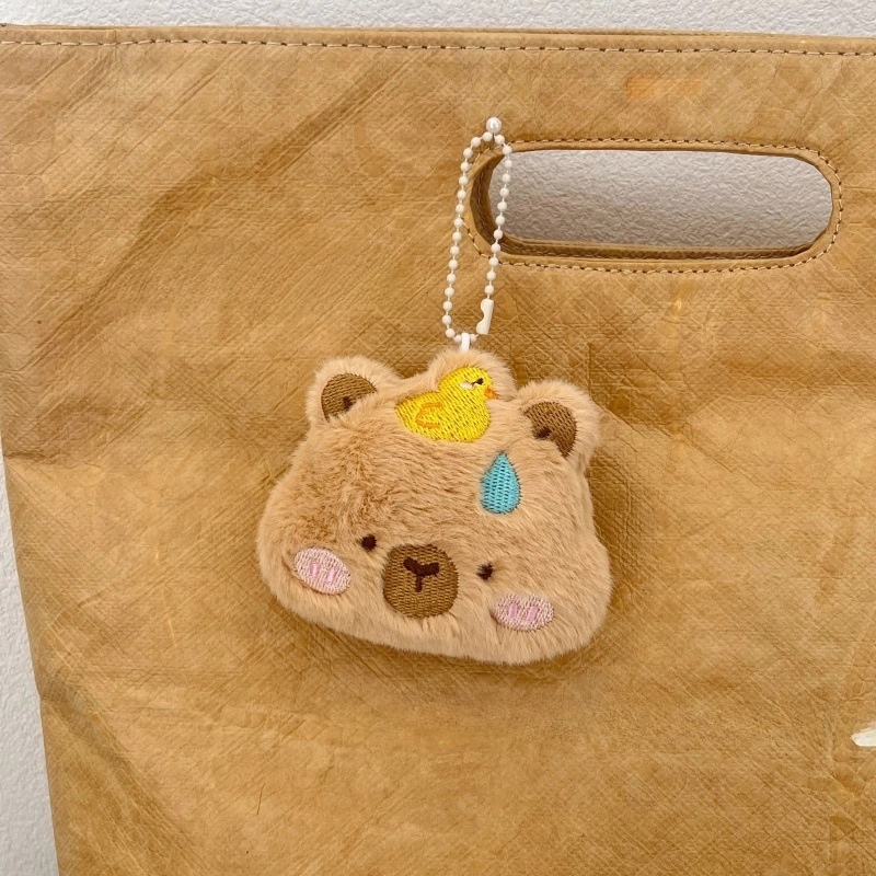 Cartoon Plush Kapi Little Guinea Pig Doll Doll Bead Chain Hanging Decoration Student Schoolbag Decorative Keychain Pendant