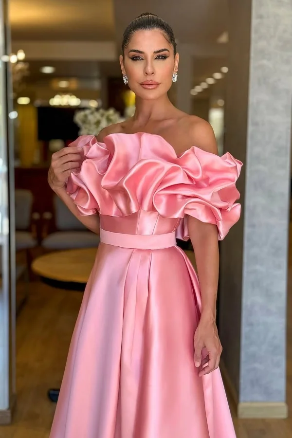 Trendy Pink Off the Shoulder Lace Junior Short Prom Dress JTSH044