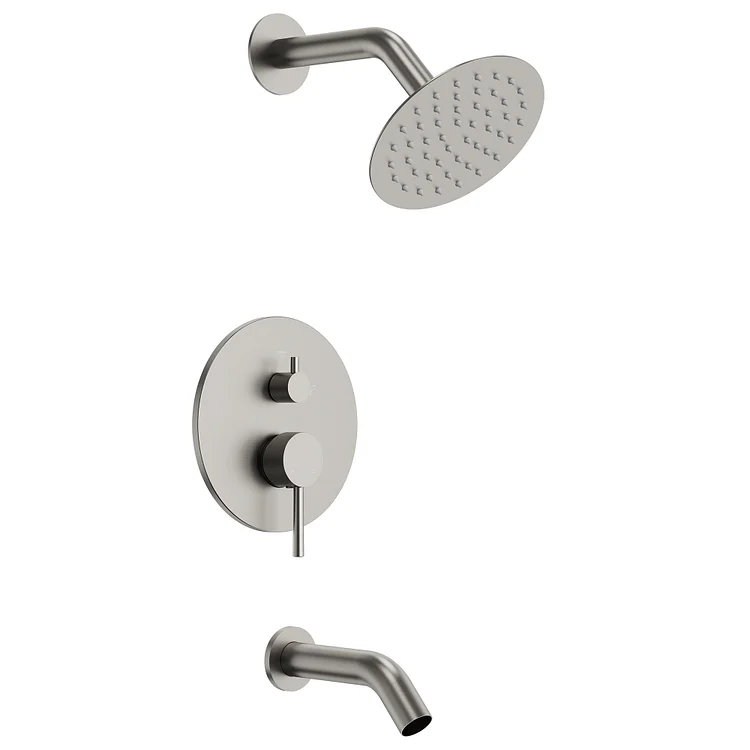 EVERSTEIN 6 Inch Shower System with Bathtub Faucet in Brushed Nickel SFS-1173-NK