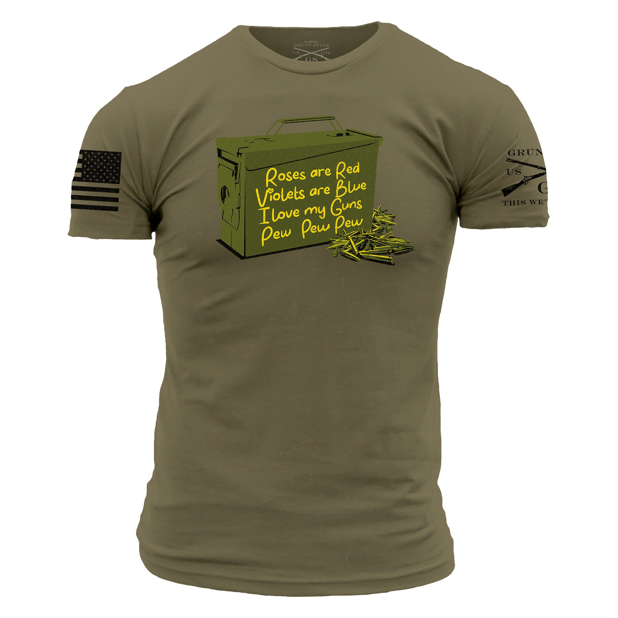 Men's Love Guns Poem T-Shirt - Military Green