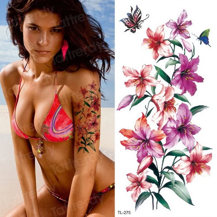 waterproof tattoo temporary sticker tattoo flower water transfer rose temporary tattoos on the body art girls bikini stickers