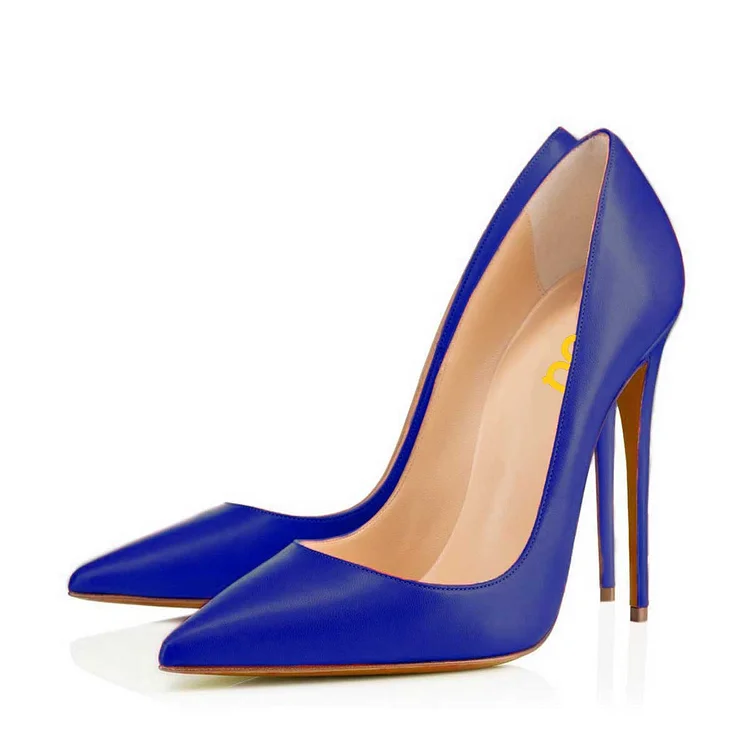 Cobalt Blue Shoes Office Heels Pointy Toe Stiletto Heel Pumps by FSJ |FSJ Shoes