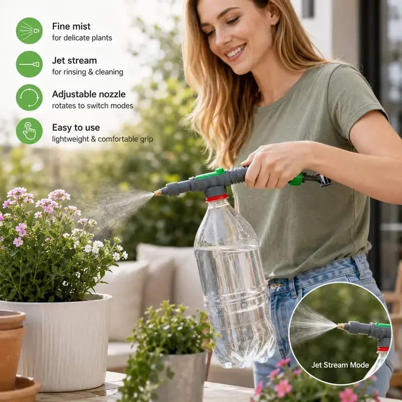 Brass adjustable sprayer nozzle with mist and jet modes