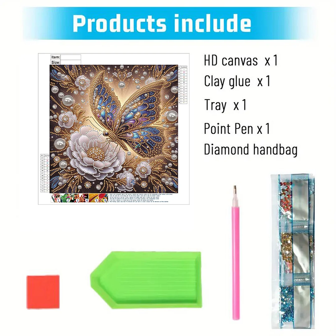 Royal Blue Butterfly Special Shaped 5D DIY Partial Drill Home Diamond Art Kit