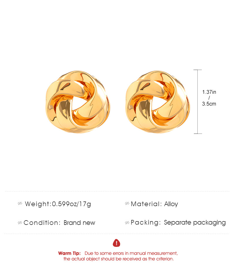 Geometric Twisted Circle Stud Earrings Gold Plated Earrings
