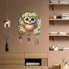 (US Only)Wooden Special Shape Owl 3 Hooks Diamond Painting Hook Rail for Wall Cabinet