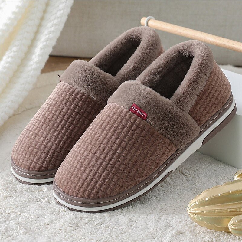 Unisex Home slippers slippers for men Size 36-47 Striped Fur slippers Soft Bottom Plush man Indoor shoes Slip-on 2020