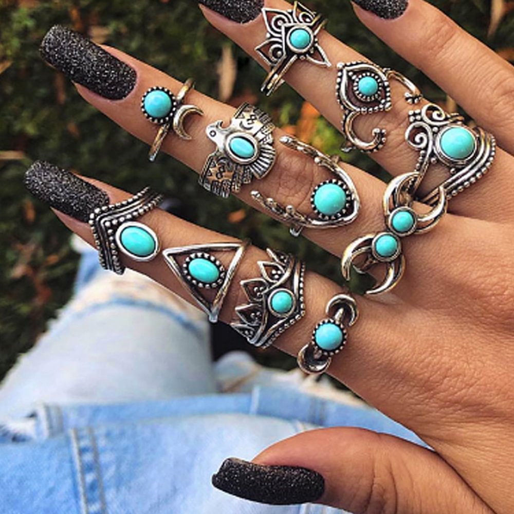 Moon Personality Owl 11-piece Set Joint Ring