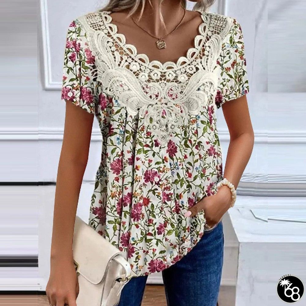 Simple Print Round Neck Top | 168DEAL