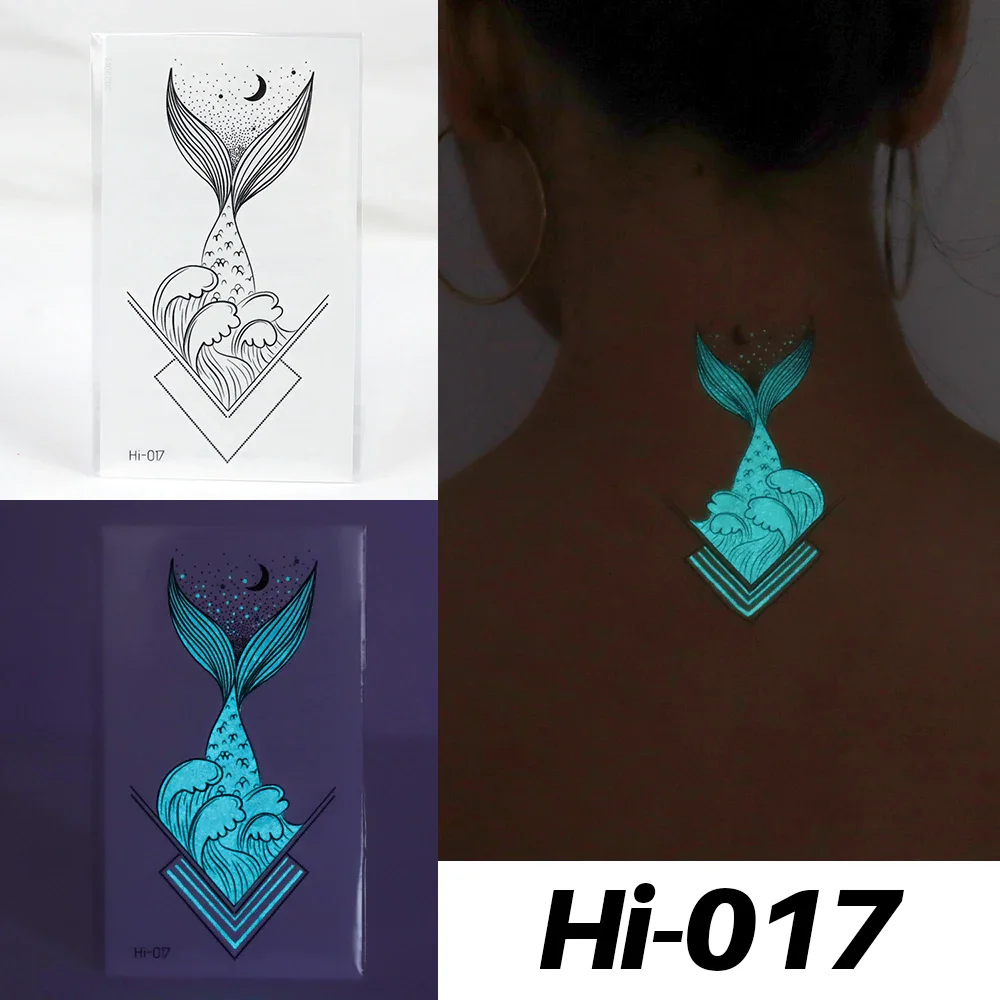 Sdrawing Luminous Tattoo Stickers Labyrinth Glowing Temporary Geometric Tattoo Waterproof Small Tatoo Body Art Fake Tattos Men Women