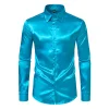 Men's Satin Nightclub Lined Long Sleeve Shirt Performance Shirt