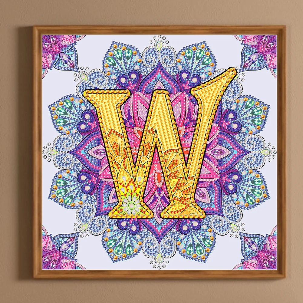 Special Shape Diamond Painting 30*30cm - W Letter Mandala
