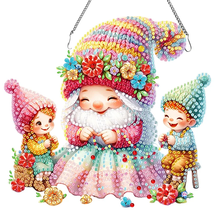 Acrylic Special Shaped Mothers Day Knitter Gnome Diamond Painting Hanging Decor gbfke